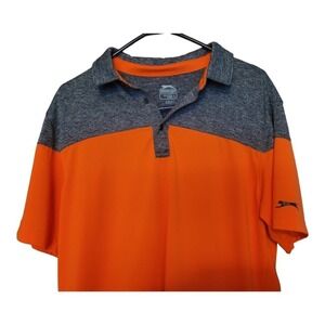 Slazenger Golf Polo Shirt  Short Sleeve Neon Orange and‎ Gray Large
